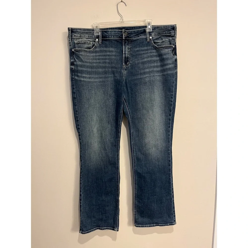 Silver Jeans Elyse Slim Boot Cut Stretch Embroidered Pockets Plus Size 20W x 33